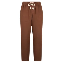 Pantalone da uomo in lino marrone