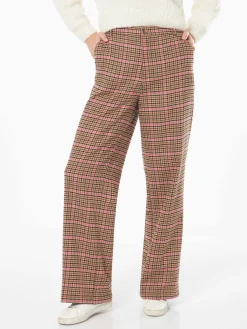 Pantaloni a palazzo da donna con stampa pied de poule