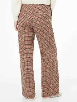 Pantaloni a palazzo da donna con stampa pied de poule