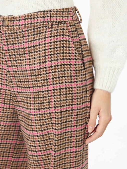 Pantaloni a palazzo da donna con stampa pied de poule