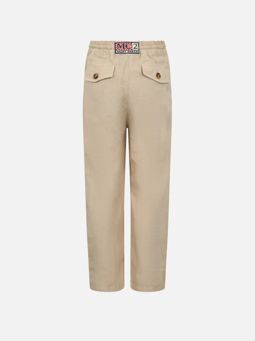 Pantaloni Calais Jr da bambino in lino beige con coulisse