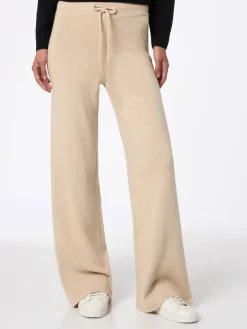 Pantaloni da donna beige in maglia Cambon