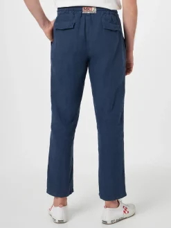 Pantaloni da uomo Calais in lino blu navy con coulisse