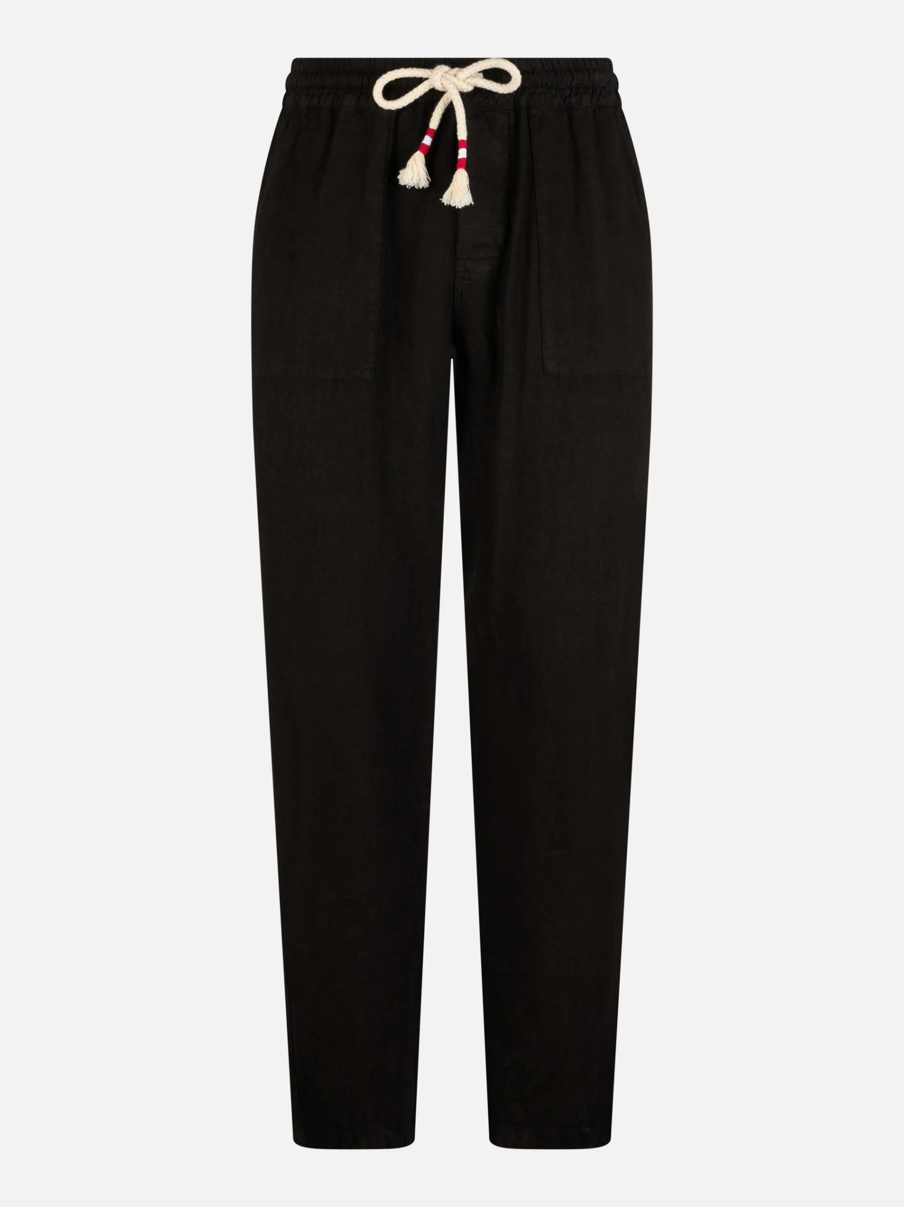 Pantaloni da uomo Calais in lino nero con coulisse