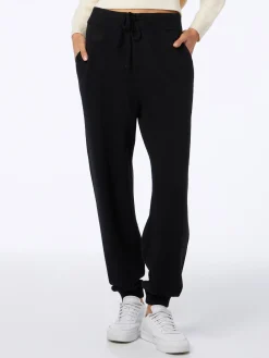 Pantaloni jogger neri da donna in maglia