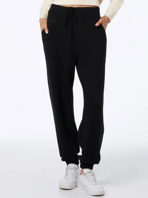 Pantaloni jogger neri da donna in maglia