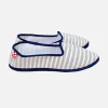 Pantofole friulane in tela a righe blu