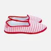 Pantofole friulane in tela a righe rosse