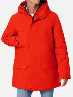 Parka arancione con cappuccio da uomo e fodera in bandana