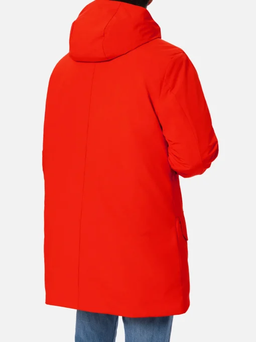 Parka arancione con cappuccio da uomo e fodera in bandana