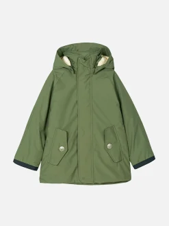 Parka da bambino verde militare con cappuccio