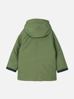 Parka da bambino verde militare con cappuccio