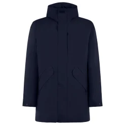 Parka da uomo Voyager blu con cappuccio e fodera in sherpa