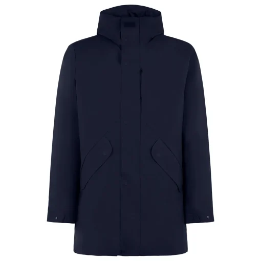 Parka da uomo Voyager blu con cappuccio e fodera in sherpa