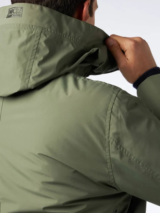 Parka da uomo Voyager verde militare con cappuccio