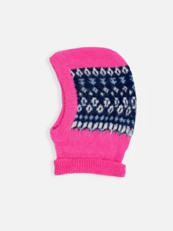 Passamontagna da donna ultra soft rosa fluo con fantasia islandese