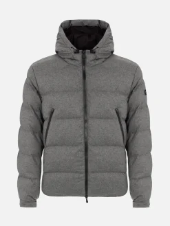 Piumino con cappuccio in flanella grigio mélange da uomo Maier