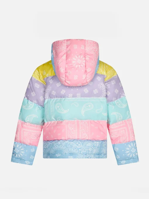 Piumino da bambina con cappuccio imbottito stampa bandana