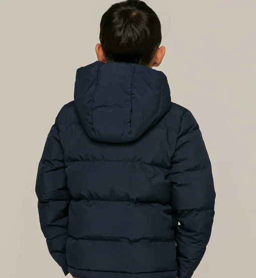 Piumino imbottito da bambino con cappuccio fodera tartan