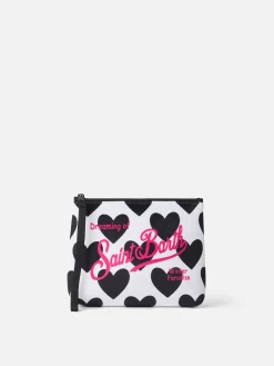 Pochette Aline in lana bianco sporco con stampa a cuori
