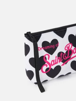 Pochette Aline in lana bianco sporco con stampa a cuori