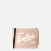 Pochette beige teddy Aline con ricamo logo
