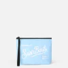 Pochette imbottita celeste Aline con ricamo logo