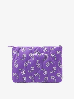 Pochette imbottita con stampa paisley