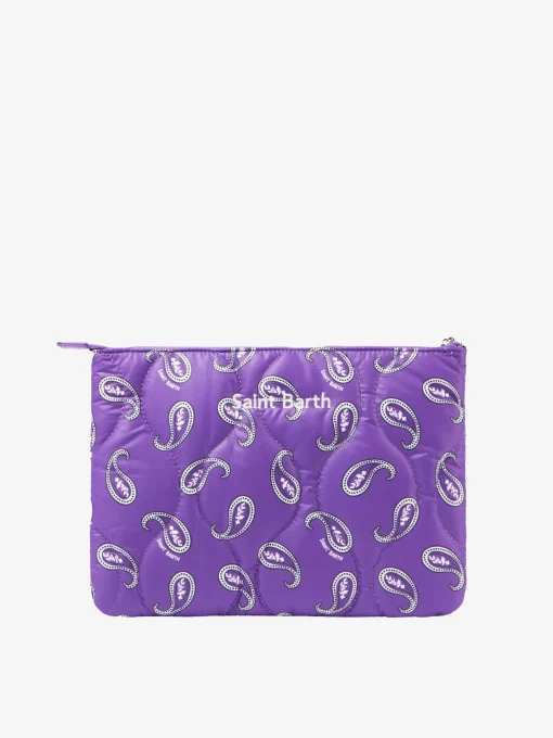 Pochette imbottita con stampa paisley
