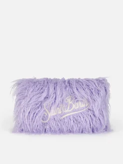 Pochette Mildred in pelo lilla con ricamo Saint Barth