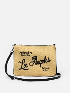 Pochette Parisienne in paglia con ricamo Los Angeles