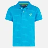 Polo da bambino bluette con squali in spugna in rilievo