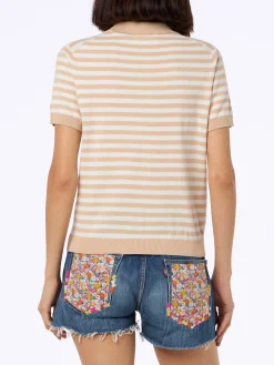 Polo da donna in maglia a righe beige Evonne