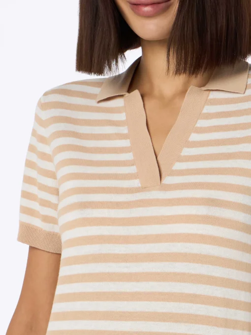 Polo da donna in maglia a righe beige Evonne