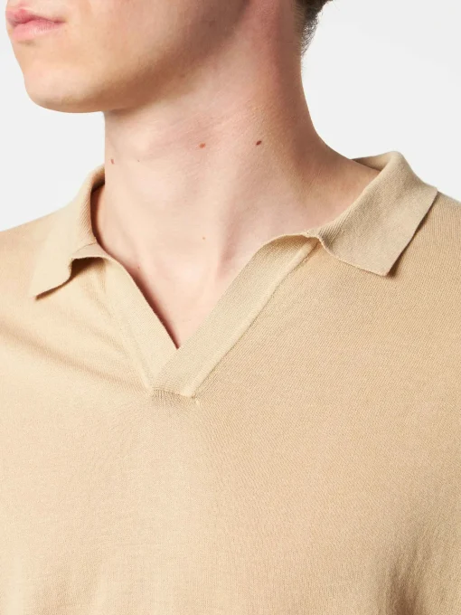 Polo da uomo beige in maglia