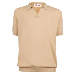 Polo da uomo beige in maglia