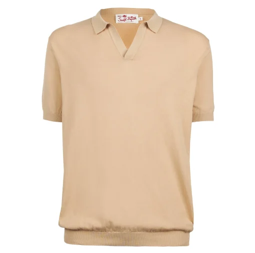 Polo da uomo beige in maglia