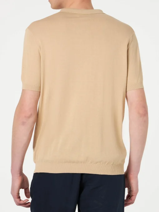 Polo da uomo beige in maglia