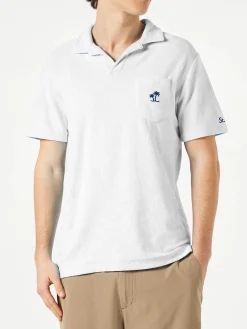 Polo da uomo bianca in spugna di cotone