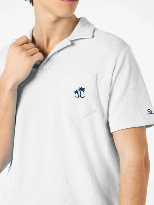 Polo da uomo bianca in spugna di cotone