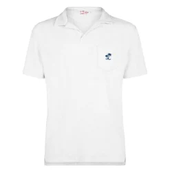 Polo da uomo bianca in spugna di cotone