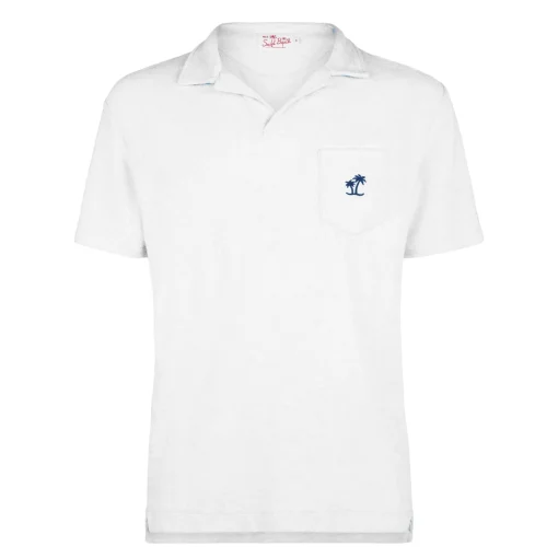 Polo da uomo bianca in spugna di cotone