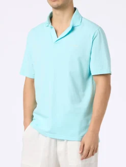 Polo da uomo Brighton in jersey di cotone verde acqua