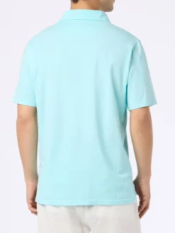 Polo da uomo Brighton in jersey di cotone verde acqua