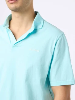 Polo da uomo Brighton in jersey di cotone verde acqua