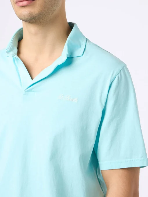 Polo da uomo Brighton in jersey di cotone verde acqua