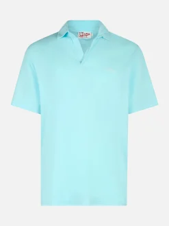 Polo da uomo Brighton in jersey di cotone verde acqua