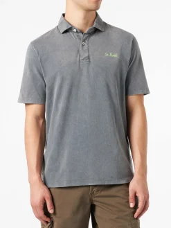 Polo da uomo grigia con ricamo