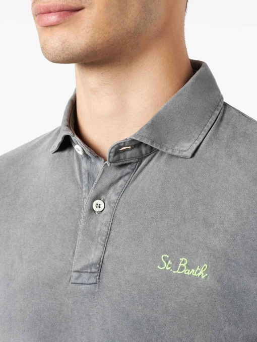 Polo da uomo grigia con ricamo