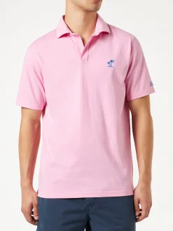 Polo da uomo in jersey di cotone rosa